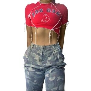 Boston Red Sox Reworked Custom  Crop Top